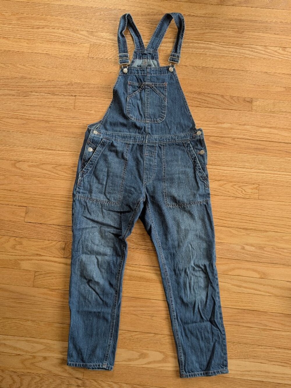 EUC GAP Denim Overalls Small Slouch Blue Bibs 4 6 Cotton Cropped 25 inch inseam